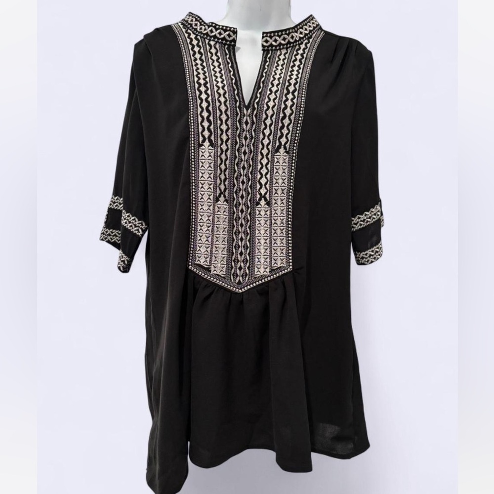 Embroidered Black Women's Top